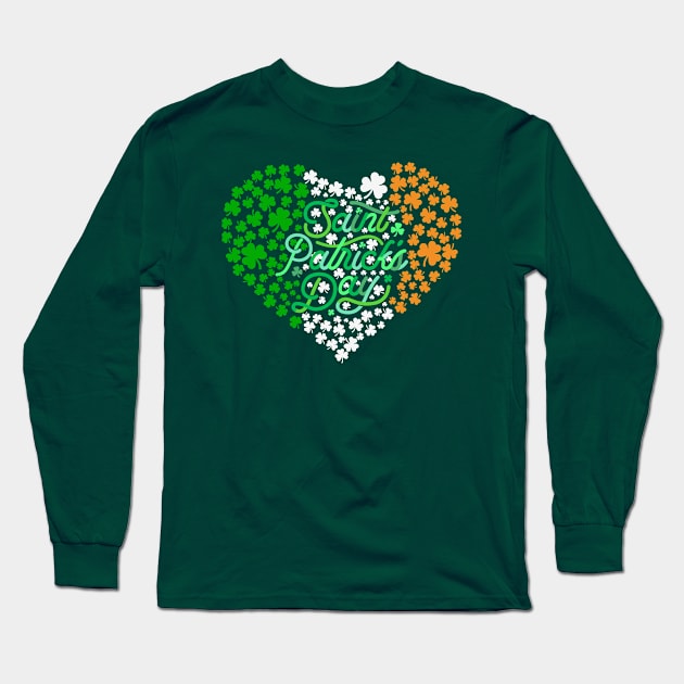 Happy St. Patrick's Day with Shamrock Heart in Irish Flag Colors Long Sleeve T-Shirt by Epic Shirt Store